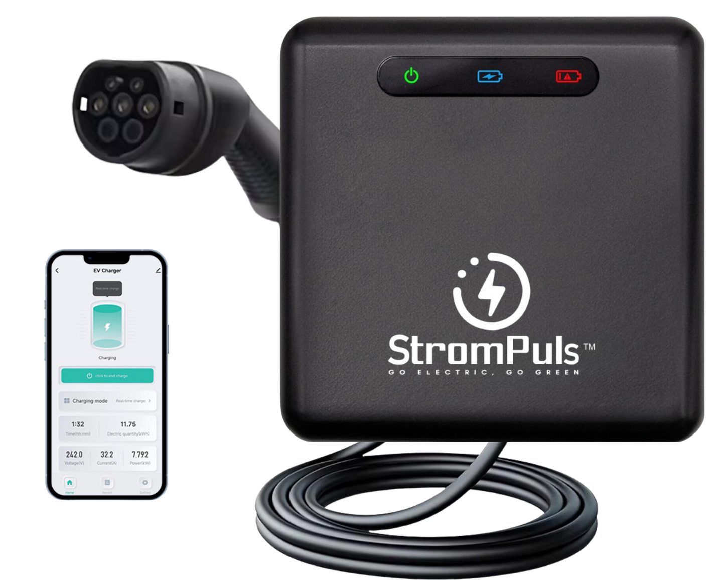 Flex 7.2kw EV Charger Wall Mount (Black)