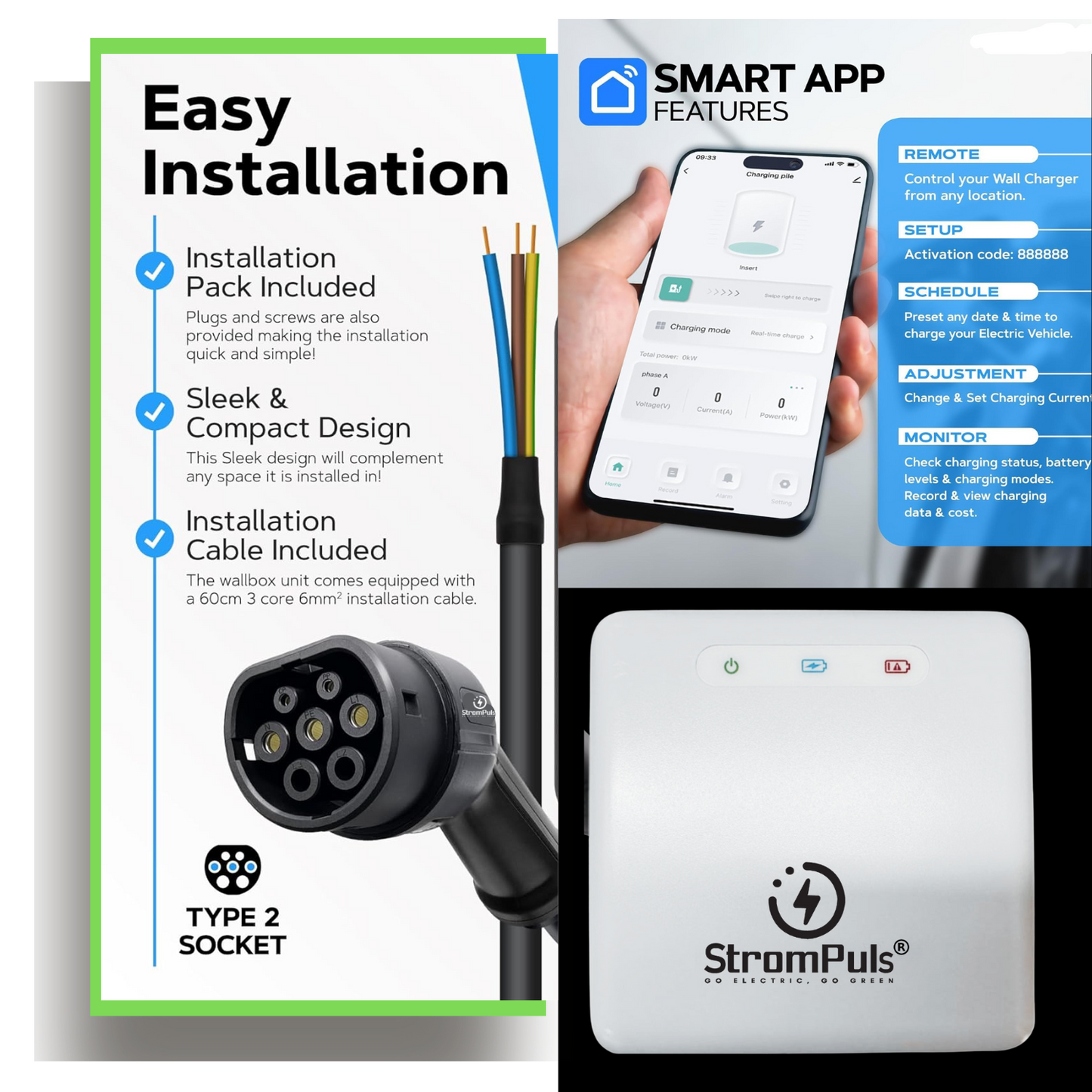Flex 7.5kw EV Charger Wall Mount (White)