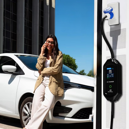 StromPuls 3.6KW 16A PORTABLE EV CHARGER|Smart App Wifi BT | 8A to 16A Variable |2.6" Large Screen| Type 2 | 5 Meter Cable  | Indian 3-pin | Carry Bag| Wall Holder Clips|