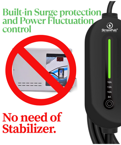 Strompuls Prime 3.6kw Portable EV Charger, Adjustable Amps, 5m TPU Cable,16A 1 Phase, IP66 Water Proof, Bag, Surge &amp; Pen Protection, Earthing Off Option, No Need Stabilizer.