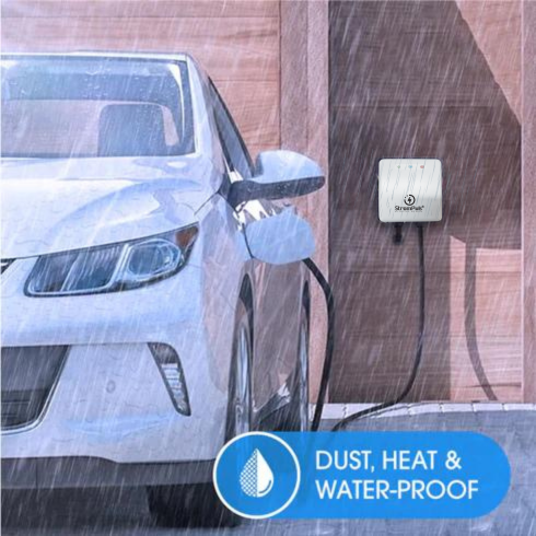 Strompuls EV Charger 7.2 kW, Smart App, 32A Single Phase, 5M TPU Cable, Adjustable Amp, Indicator Light, WiFi BT, IP55,RCD A + 6ma DC, Pen Protection, Emergency Earthing Off Option (White)